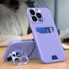 Imagem de Para iPhone 14 Pro Max Suporte Invisível Slot para Cartão Capa de Telefone Para iPhone 13 11 12 Pro Max 14 Plus Lente de Metal Capa Protetora da Câmera, T5, Para iPhone 13Pro