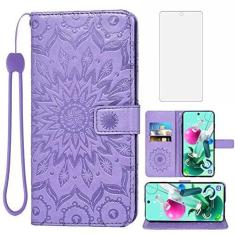 Imagem de Asuwish Capa de telefone para LG K92 5G capa carteira com protetor de tela de vidro temperado e couro de girassol capa flip fina suporte para cartão acessórios de celular LGK925G K925G K 92 92K G5