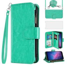 Imagem de Asuwish Capa de celular para celular Cloud Mobile Stratus C7 capa de celular com protetor de tela de vidro temperado alça transversal flip zíper suporte para cartão de crédito móvel TPU slot suporte