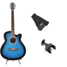 Imagem de Kit Violão Azul Nylon+Suporte De Parede+Correia - Land