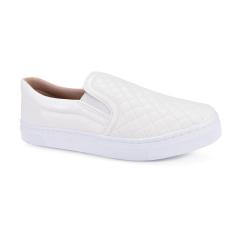 Imagem de Tenis Slip On Casual Matelasse Branco Godiva Confortavel-Feminino