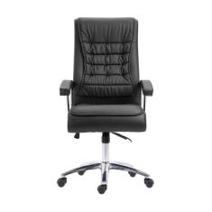 Imagem de Cadeira Escritório Presidente Giratória em Couro com NR17 Califórnia Fratini Móveis Preto