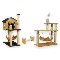 Imagem de Casa Para Gatos Com Dois Andares Rede Plataforma 3 Andares Com Brinque
