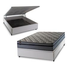 Imagem de Conjunto Box Baú Montreal Cinza 138x188x71 c/ Molas Ensacadas