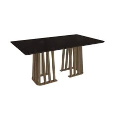 Imagem de Mesa De Sala Jantar Alteia Madeira Maciça C- Tampo Madeirado C- Vidro 90x180cm Nogueira-preto Fosco-vidro Preto - Kappesberg