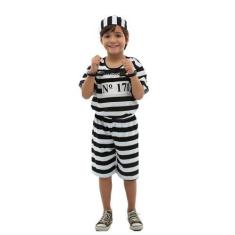 Imagem de Fantasia Presidiário Infantil Masculino - Jade Fashion, P