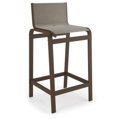 Imagem de Banqueta Alta Bancada Alumínio Marrom Tela Mocca