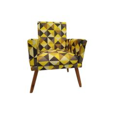 Imagem de Poltrona Decorativa Nina Suede Triângulo  Pés Madeira Ms Decor