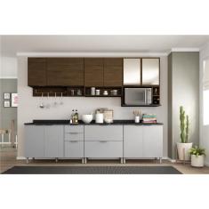 Imagem de Cozinha Completa Bartira Rubi com 10 Portas, 5 Gavetas e 7 Prateleiras - 280cm de largura - Grapia Platinum