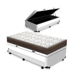 Imagem de Cama Box Baú E Auxiliar Solteiro + Colchão De Ortobom D45 Iso 150 88cm