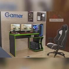 Imagem de Mesa Gamer Office Preto/verde Valdemoveis