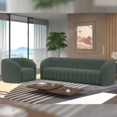 Imagem de Conjunto Sala De Estar Sofá 332cm 4 Lugares E Poltrona Adam Veludo Cin
