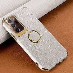 Imagem de Capa de telefone com textura de crocodilo para Samsung Galaxy Note 20 Ultra S21 S20 S10 Plus A72 A52 A51 A71 A50 A70 Capa de suporte magnético, Suporte magnético branco, para Galaxy S21