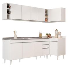 Imagem de Armário De Cozinha Modulado De Canto Esquerdo 5 Peças Cp54 Com Pia Inox Branco