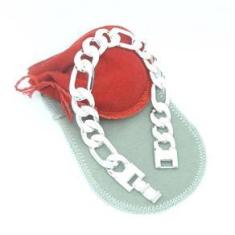 Imagem de Pulseira Masculina 19cm 12mm Largura Folheada Prata PL191