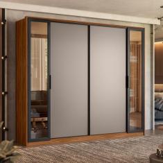 Imagem de Guarda Roupa Casal Com Vidro Reflecta 4 Portas 4 Gavetas Flex