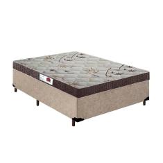 Imagem de Cama Box Casal Colchão Top Line Mola Bonnel + Box Suede Bege rc Sono Leve 59x138X188