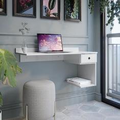 Imagem de Escrivaninha Suspensa Notbook Gaveta Luxo Branco - Comprar Moveis em Casa