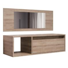 Imagem de Penteadeira Camarim Com Espelho Suspensa 90cm 1 Porta Elle M24 Freijó - Mpozenato