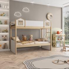 Imagem de Beliche Infantil Garden em Madeira Maciça com Grade frontal Casinha