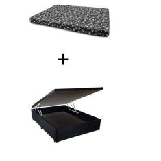 Imagem de Cama Box Baú Casal 138 Bello Box - Tecido Sintético Preto Com Colchão
