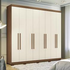 Imagem de Guarda Roupa Casal 238cm 8 Portas 4 Gavetas com Pés Master New Santos Andirá - Jatoba/Areia