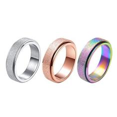 Imagem de VALICLUD 3Pcs Anéis Coloridos Anéis de Rotação de Aço Inoxidável Anéis de Dedo Feminino Masculino