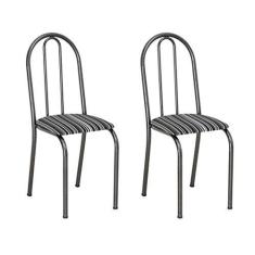 Imagem de Conjunto 2 Cadeiras Cromo  e  Listrado