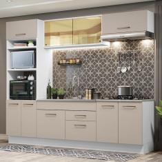 Imagem de Armário De Cozinha Completa 270cm Branco/crema Agata Madesa 03 Branco/crema