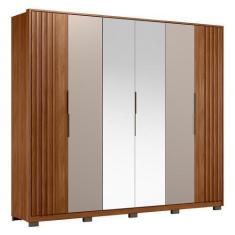 Imagem de Guarda Roupa Casal Atrice Ripado 6 Portas Com 2 Espelhos E Pés - Demar