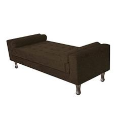 Imagem de Recamier Divã Félix Baú 90 cm Estofado Luiz XV Sofá 2 Lugares Corano Marrom Para Sala de Estar Consultório Quarto Recepção Escritório - AM Decor
