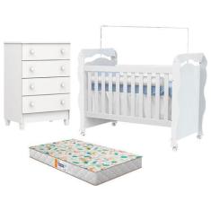 Imagem de Berço Americano New Nanda e Cômoda Gaveteiro Mel Flat Branco Brilho co