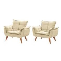 Imagem de Conjunto 02 Poltronas Opala Bege Suede - ATUAL SHOP
