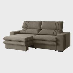 Imagem de Sofá 2 Lugares Retrátil Noruega 270 cm Veludo Cappuccino Pés Tabaco - D'Rossi