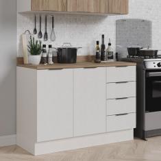 Imagem de Balcão Pia 2 Portas 4 Gavetas com Tampo e Rodapé Ipanema CabeCasa MadeiraMadeira