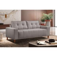 Imagem de Sofá 3 Lugares  Veludo 220cm com Molas Beny Bege Marfim