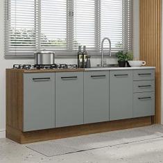 Imagem de Kit com 2 Balcões de Cozinha Madesa Agata 3 Gavetas 4 Portas (sem Tampo e Pia) - Rustic/cinza