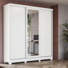 Imagem de Guarda-Roupa Casal Kappesberg 3 Portas Reversiveis de Correr 3 Espelhos 4 Gavetas Branco