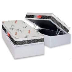 Imagem de Cama Box Baú Solteiro: Colchão Ortopédico Plumatex Falcon Ultra Firme + Base CRC Courano White(88x188)