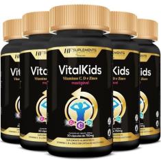 Imagem de 5X Vitalkids Vitamina C D Zinco Infantil 30Caps Mastigavel - Hf Suplem