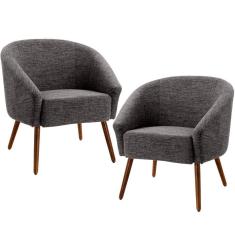 Imagem de Kit 02 Poltronas Decorativas Sala de Estar Pés Palito Alicia Rústico - Gran Belo