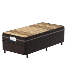 Imagem de Cama Box Colchão Solteiro Com Molas Toledo 88x188x62cm Bege / Marrom Probel Marrom/beg