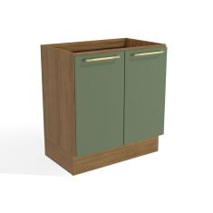 Imagem de Balcão De Cozinha Modulado Botanic M623 c/ 2 Portas S/tampo 80cm Nogueira/verde Oliva - Kappesberg