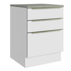 Imagem de Balcão 60Cm 3GVT Branco/Branco Veludo Lux Madesa Branco