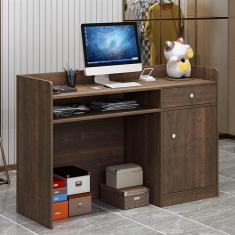 Imagem de Mesa de recepção moderna, balcão de varejo para checkout com gavetas, pequena mesa de recepção de beleza, estação de trabalho de computador para salão de beleza, para loja de roupas/loja de