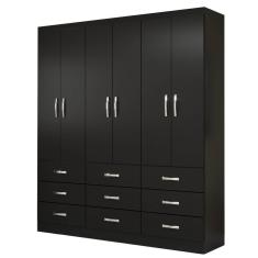 Imagem de Guarda Roupa Casal 6 Portas 9 Gavetas Cor Preto