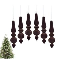 Imagem de Enfeites de veludo para árvore de Natal, Enfeites de Natal flocados | 6X enfeites de Natal vintage cone colorido | Enfeites de veludo com pingente festivo para janela de árvore de Natal