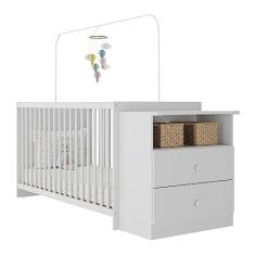 Imagem de Berço Cômoda com Colchão Incluso Meu Bebê Multimóveis Fg4013 Branco