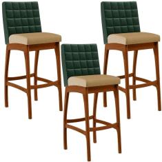 Imagem de Kit 03 Banquetas Altas B04 Verde Musgo Bege Escuro