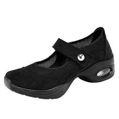 Imagem de Tênis feminino de dança de jazz respirável almofada de ar feminina sola dividida atlética caminhada dança plataforma